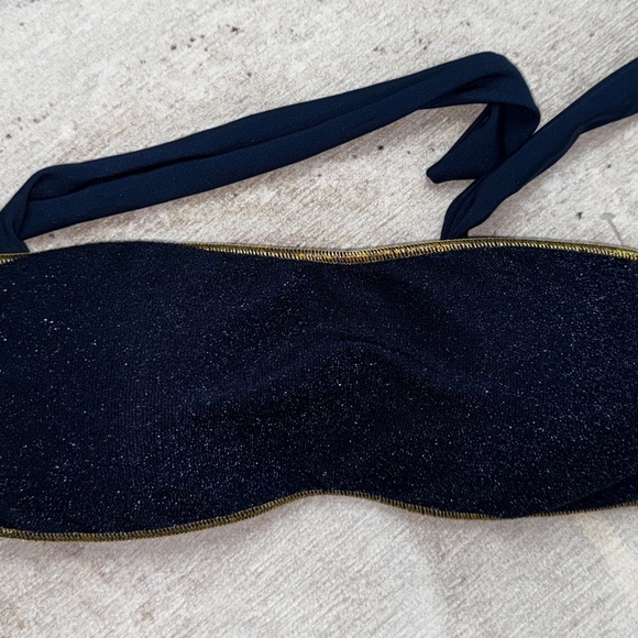 🆕 Luli Fama Wavy Ruched Back Bottom and Free Form Bandeau Bikini in Stardust - Picture 9 of 14